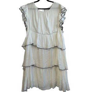 English Factory White Ruffle Shift Dress Sz 3X